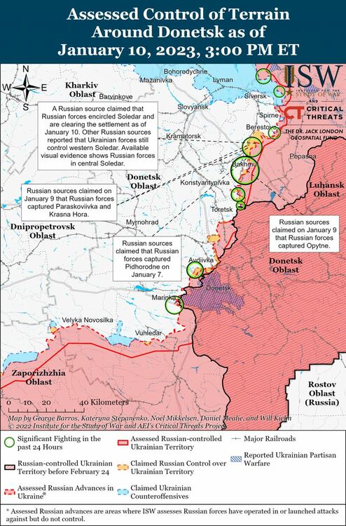 ISW: Соледар не е превзет, но дори да е, Бахмут няма лесно да бъде обкръжен